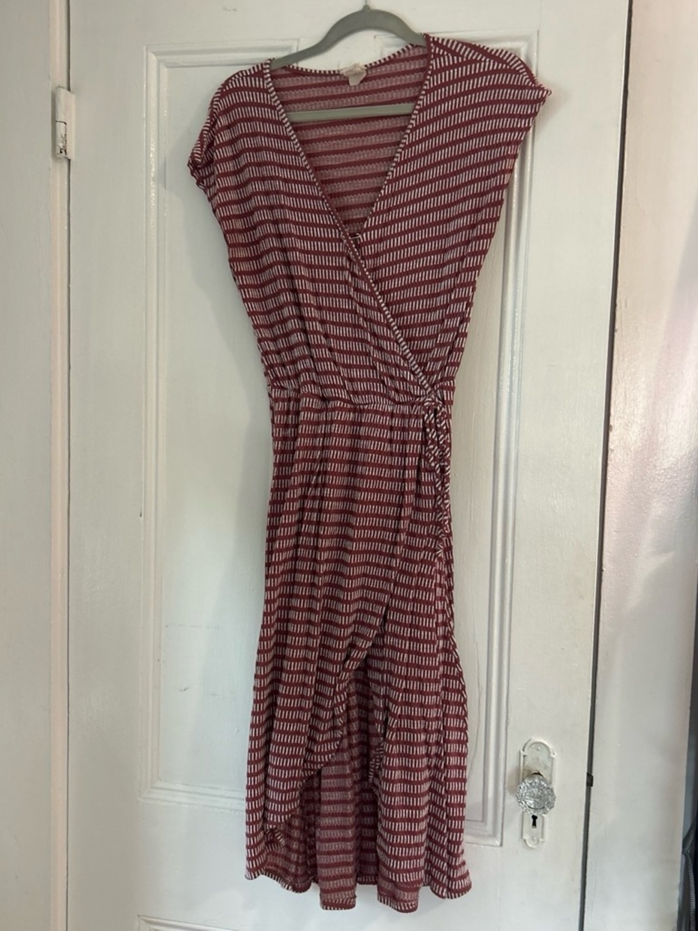 Caution To The Wind Red Patterned Wrap Dress